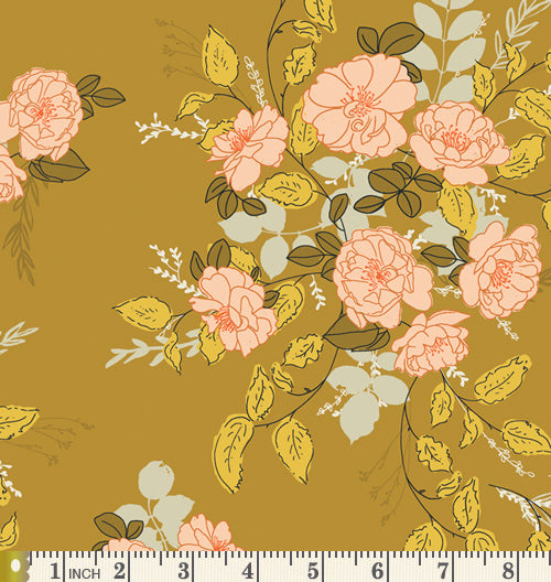 Have a Good Day Curated Bundle | Green Orange Gold Floral Quilt Fabric | Various Art Gallery Fabrics and Designers