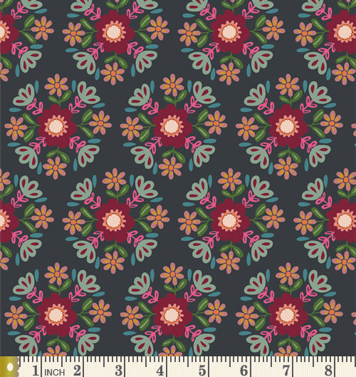 In Abundance Curated Bundle | Gold Navy Green Floral Fabrics | Indie Folk by Pat Bravol | Deep Rich Fat Quarters | Half Yard Bundle | AGF
