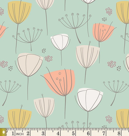 7 FABRIC BUNDLE -  (Mint Peach Yellow) - AGF - Bonnie Christine - Leah Duncan - Pastels Birds Flowers - Quilting Cotton