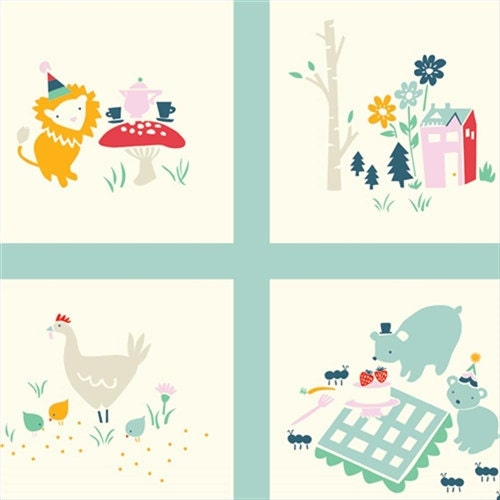 Organic Cotton Cheater Quilt Fabric for Nursery | Fabric with Animals for Children | Everyday Quilt | Everyday Party | Birch Fabrics