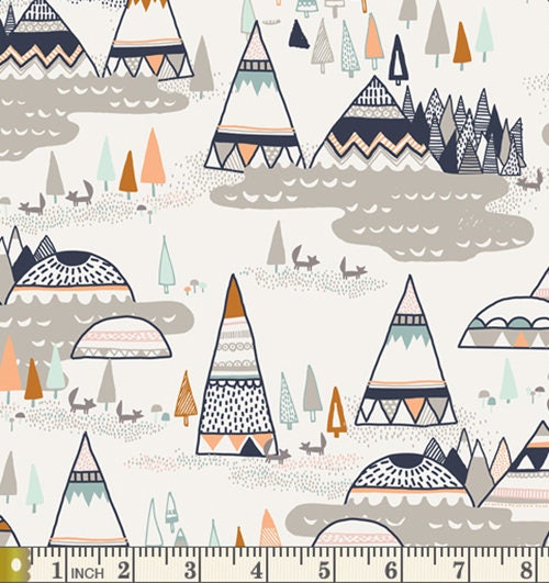 Navy Woodland Fabric Bundle | Native American Fabrics with Tepees | Hello Bear Bundle | Bonnie Christine | Leah Duncan | Art Gallery Fabrics