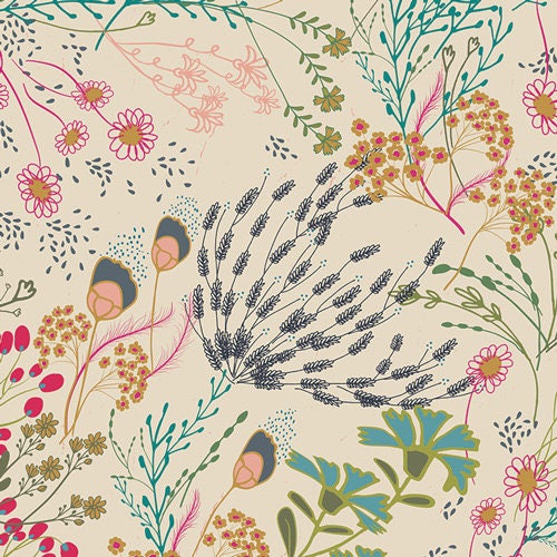 Happy Accident Curated Bundle | Indie Folk Pat Bravo Fabrics | Traditional Patterns | Gray Pink Red Quilt Assortment | Art Gallery Fabrics