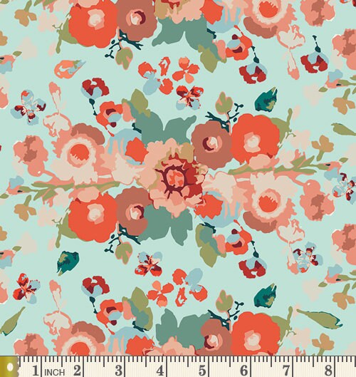 An Alluring Idea Curated Bundle | Teal and Coral Fat Quarters with Flowers | Various AGF Designers and Collections