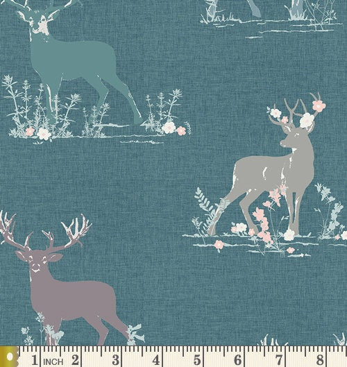 Fat Quarters for Men | Masculine Quilting Fabrics | Woodland Fabrics in Dark Colors | Navy Teal Gray Half Yard Bundle | Hello Bear AGF