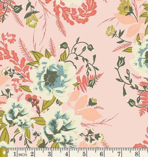 Backyard Bounty Curated Quilt Bundle | Bonnie Christine Amy Sinibaldi | Flowers Fruit | Coral Blue Green | Various Art Gallery Fabrics
