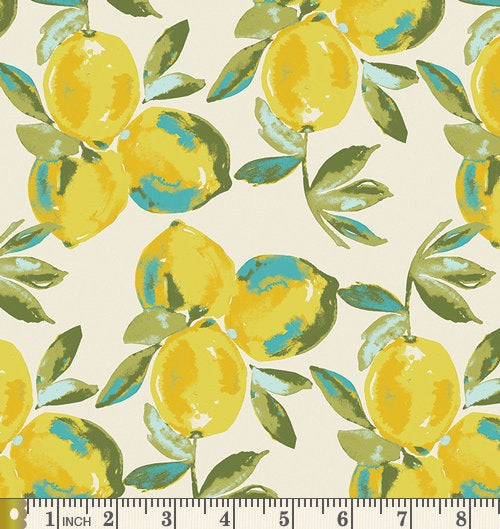 Yuma Lemons Mist | Sage | Bari J | Art Gallery Fabrics | SGE-14453 | Summertime Lemons Cotton Quilting Fabric | Sold by the 1/2 Yard