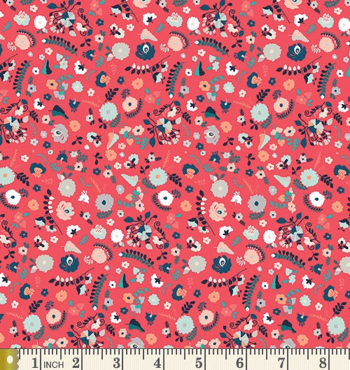 Bullion Fronds Rose | Recollection | Katarina Roccella | Art Gallery Fabrics | RCL-605 | Red Navy Floral Quilting | Sold by the 1/2 yard