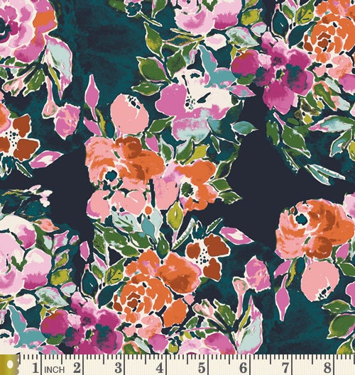 Blue Quilt Bundle with Birds and Flowers by Bari J | Bloomsbury Bird Fabric | Cool Palette Fat Quarters | Half Yard Bundle | Art Gallery AGF
