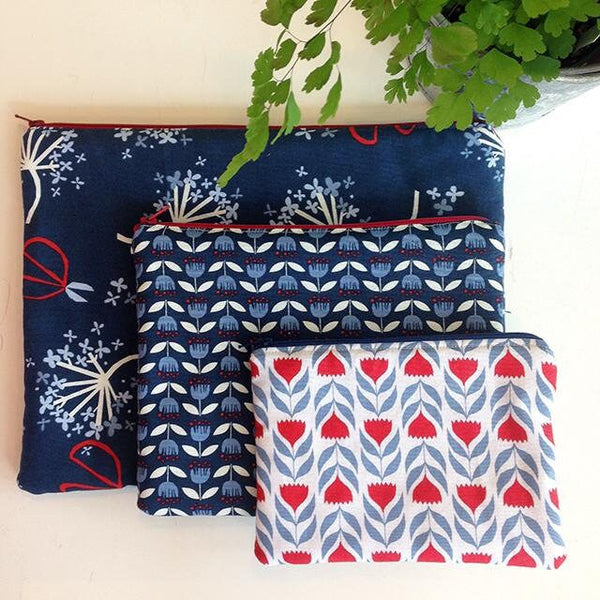 CANVAS | Organic Cotton Canvas | Simple Life | Monaluna Fabrics | Home Dec Fabric with Flowers | Rosa Red White Blue Floral Fabric