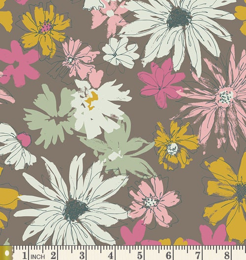 Ink Outburst Fresco | Sketchbook | Sharon Holland  | Art Gallery Fabrics |SBK-37200 | Hand-drawn Floral Fabric | Sold by the 1/2 Yard
