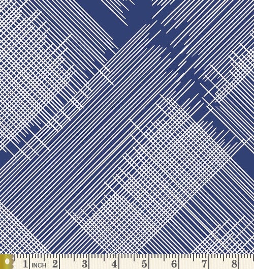 Manuscript | Paperie | Amy Sinibaldi | Art Gallery Fabrics | PPE-342 | Navy Crosshatch Sketched Quilting Fabric | Sold by the 1/2 Yard