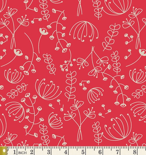 Bedside Journal Candid | Happy Home | Sew Caroline | Art Gallery Fabrics | HAH-24408 | Sketched Red Floral Fabric | Sold by the 1/2 yard