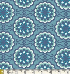 Fancy Buttons Blue  | Chromatics | AGF Studios | Art Gallery Fabrics | CHR-1000 | Blue Modern Art Deco Flowers | Sold by the 1/2 Yard