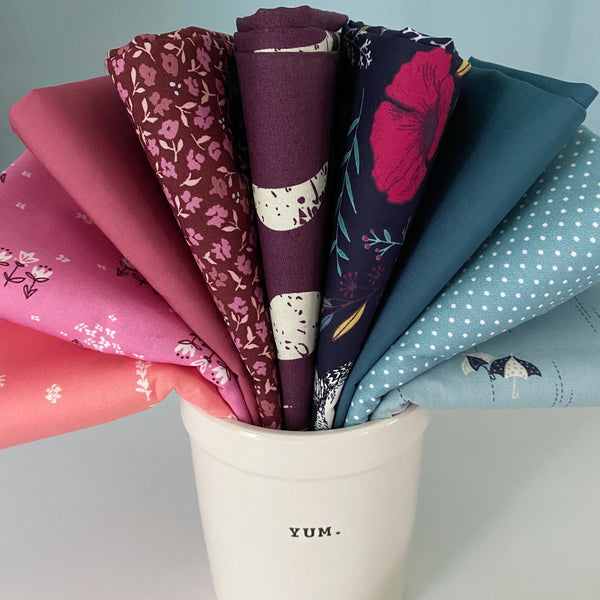 Pretty Perfect Plum Custom Bundle | Navy Plum Pink | Mystical Land Nightfall | Maureen Cracknell | Birds Moons Umbrella | Art Gallery AGF