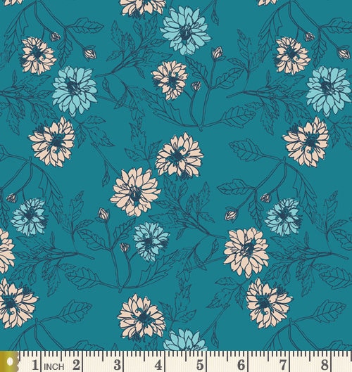 Evening Sky Curated Bundle | Teal Orange Beige Floral Quilt Bundle | Warm and Cool Colors | Various Art Gallery Designers
