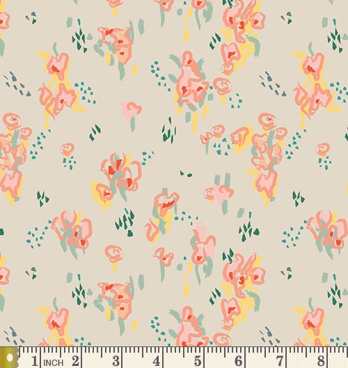 7 FABRIC BUNDLE -  (Mint Peach Yellow) - AGF - Bonnie Christine - Leah Duncan - Pastels Birds Flowers - Quilting Cotton