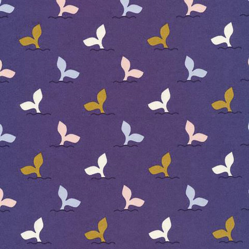 Fish Tales | Underwater | Elizabeth Olsen | Cloud 9 Fabrics | Organic Quilting Cotton | Whales Fish Ocean | Sold by the 1/2 Yard