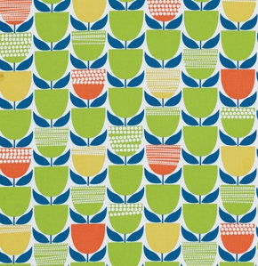 Buttercup Grass | Moxie | Erin McMorris | FreeSpirit Fabrics | Green Blue Tulips |  Quilting Fabric | Sold by the 1/2 Yard
