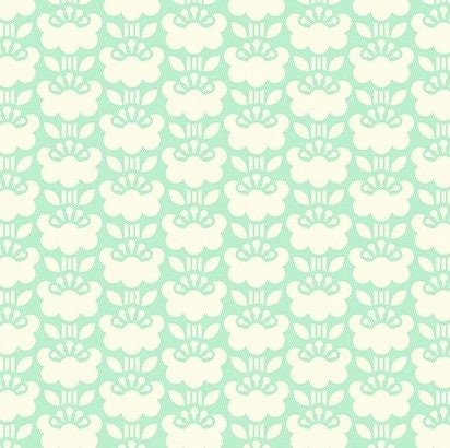 Posie Aqua | Clementine | Heather Bailey | FreeSpirit Fabrics | PWHB052.AQUAX | Mint Tulips |  Quilting Fabric | Sold by the 1/2 Yard