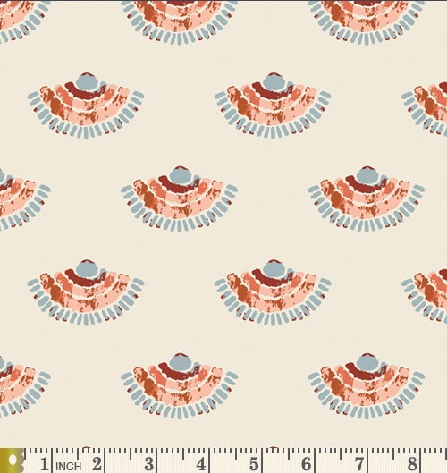 Cocooning | Homebody | Maureen Cracknell | Art Gallery Fabrics | HMB-34953 | Rust Peach Blue Fabric | Sold by the 1/2 Yard