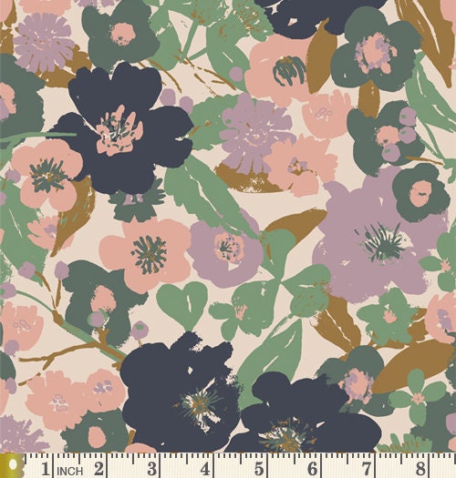 A Walk in the Park Curated Bundle | Lavender Navy Pink Floral Fabrics | Muted Colors | FQ Half Yard Bundles | Various Art Gallery Designers