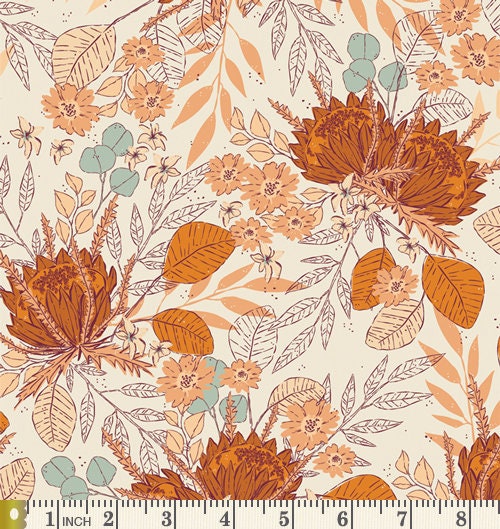 The Birds and the Bees Curated Bundle | Rust Black Cream Blue Floral Quilt Fabrics | Various Art Gallery Fabrics and Designers