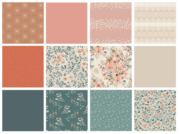 Noteworthy Curated Bundle | Green Blush Peach Floral Quilt Fabric | Bookish Sharon Holland | Birds | Various Art Gallery Fabrics