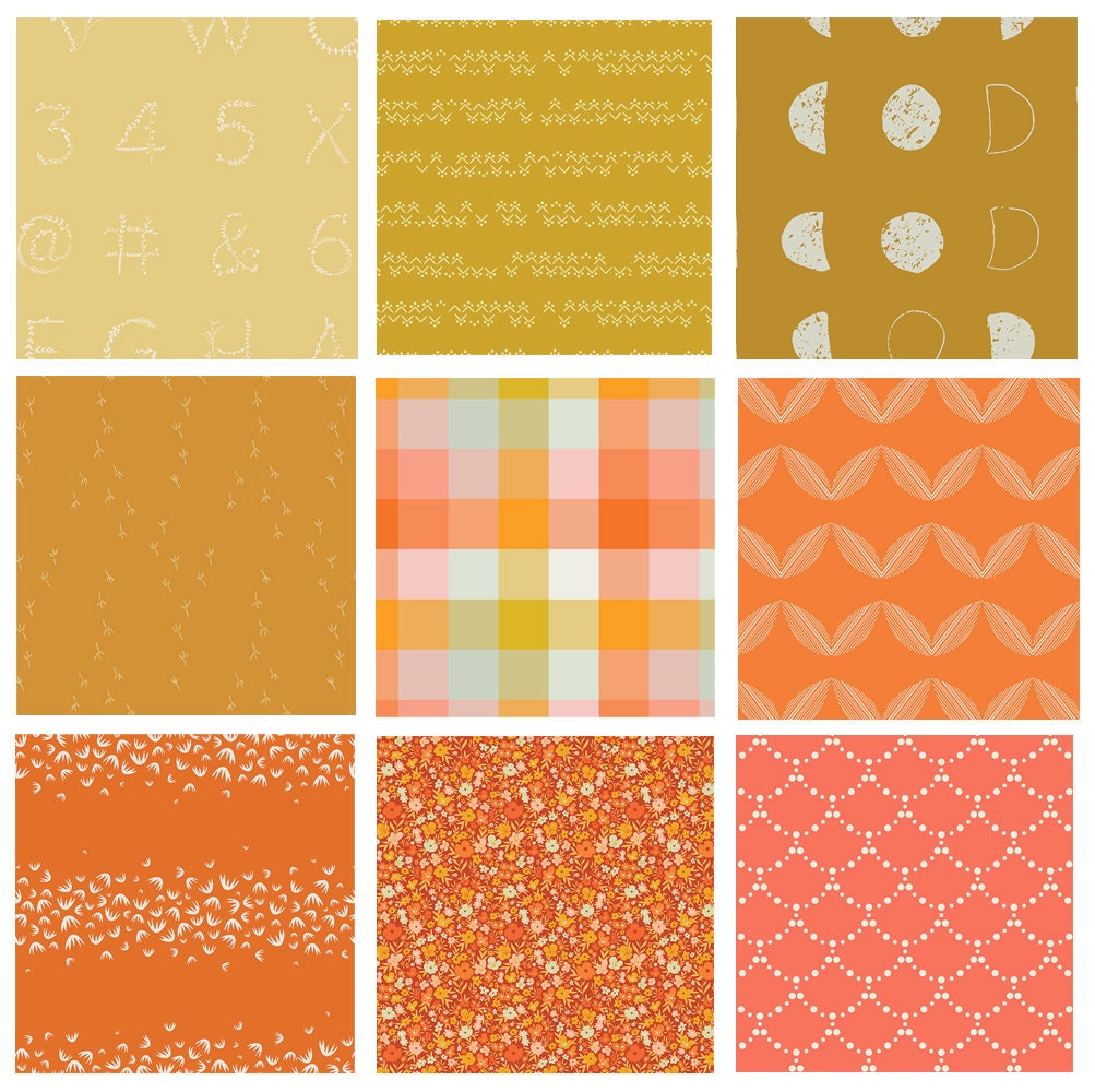 Heatwave Curated Bundle | Gold Yellow Orange | Warm Colors | Summer Quilt Fabrics with Bees | Various Art Gallery Fabrics and Designers