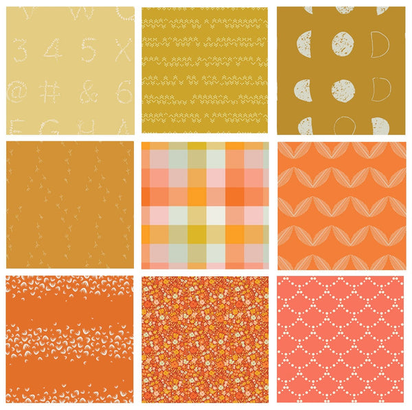 Heatwave Curated Bundle | Gold Yellow Orange | Warm Colors | Summer Quilt Fabrics with Bees | Various Art Gallery Fabrics and Designers