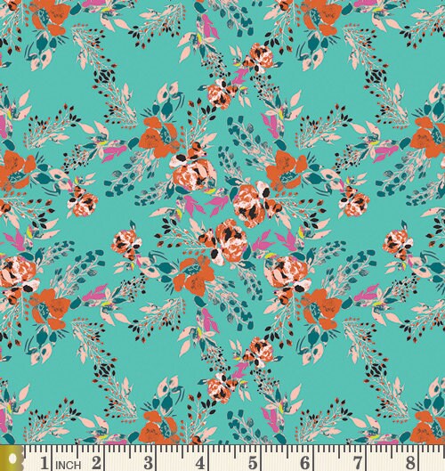 Bright Idea Curated Bundle | Summer Quilt Fabrics | Blue Green Yellow Orange Floral Quilt | Happy Colors | Various AGF Prints and Solids
