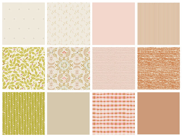 Sweet Dreams Curated Bundle | Pink Beige Lime Floral Quilt Fabric | Velvet Willow | Soft Pastel Colors | Various Art Gallery Fabrics