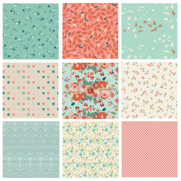 Picnic Blanket Curated Bundle | Velvet Love Story | Teal and Red Floral Fabrics | Shabby Chic Quilt Bundle | Various Art Gallery Fabrics