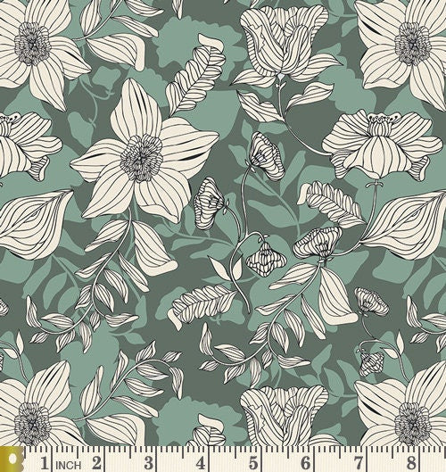 Spruce Up the Place Curated Bundle | Green and Gray Floral Quilt Bundle | Birds Flowers Leaves | Various Art Gallery Designers