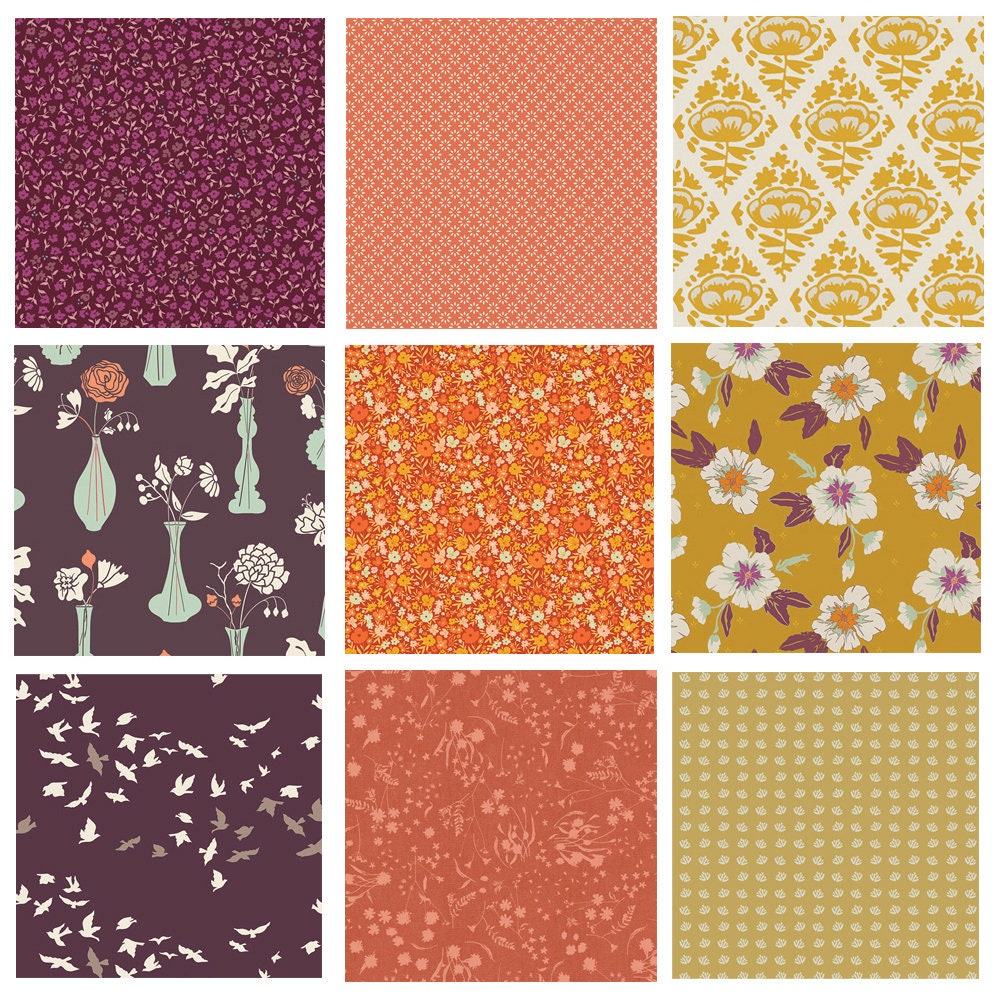 Boho Floral Quilt Bundle | Gold and Eggplant Floral Fabrics | Autumn Vibes by Maureen Cracknell | Morning Walk | Bonnie Christine | AGF