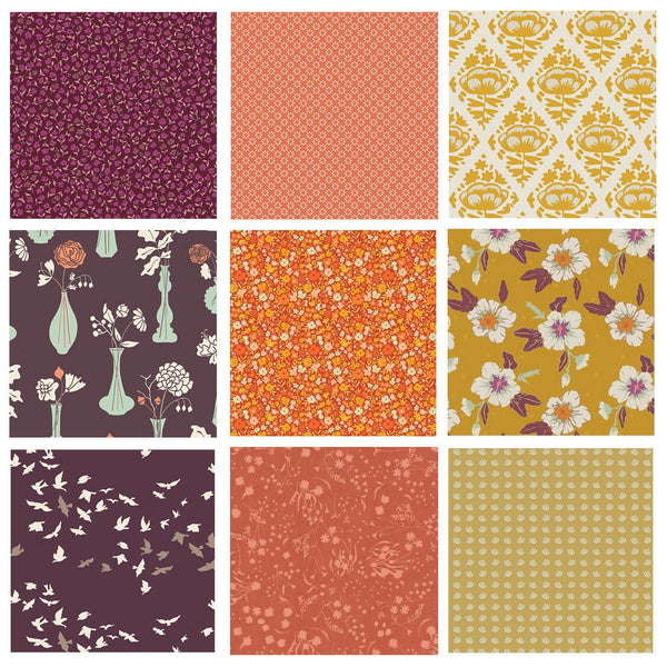 Boho Floral Quilt Bundle | Gold and Eggplant Floral Fabrics | Autumn Vibes by Maureen Cracknell | Morning Walk | Bonnie Christine | AGF