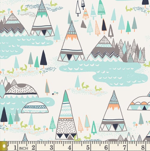 Woodland Pine | Indian Summer | Sarah Watson | Art Gallery Fabrics | IS-50010 | Tepees, Wigwams, Cowboys and Indians  | Sold by the 1/2 Yard