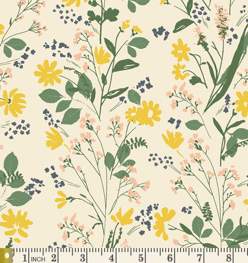 Field Day Curated Bundle | Yellow Green Navy | Summer Quilt Fabrics with Flowers | Various Art Gallery Fabrics and Designers