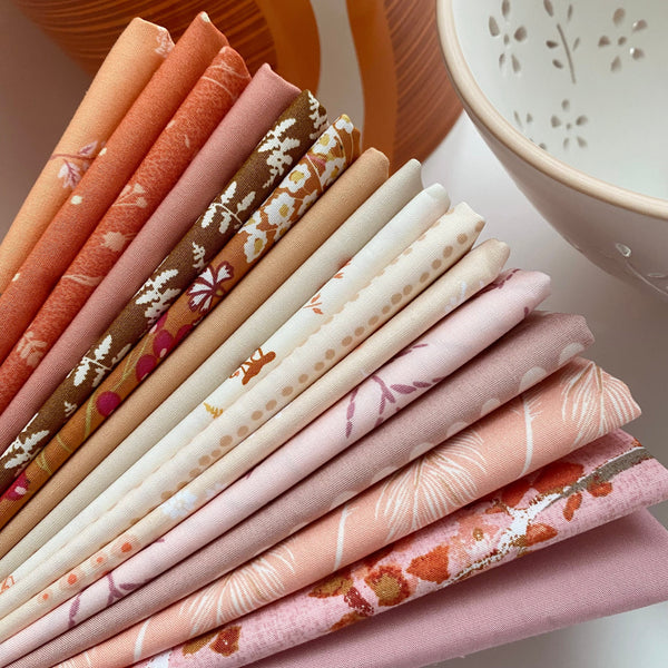 Gumdrop Forest Curated Bundle | Boho Quilt Fabrics | Sienna Pink Orange Floral Quilt | Earthy Colors | Various AGF Prints and Solids