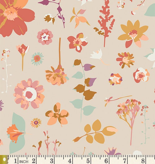 Colorful Personality Curated Bundle | Boho Quilt Fabrics | Sienna Green Peach Floral Quilt | Earthy Colors | Various AGF Prints and Solids