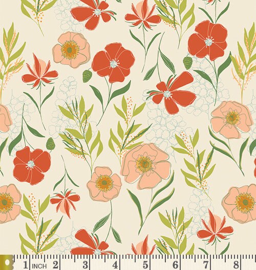 Deeply Rooted | Grow and Harvest | AGF Studio | Art Gallery | GRH14402 | Floral Fabric with Leaves | Sold by the 1/2 yard