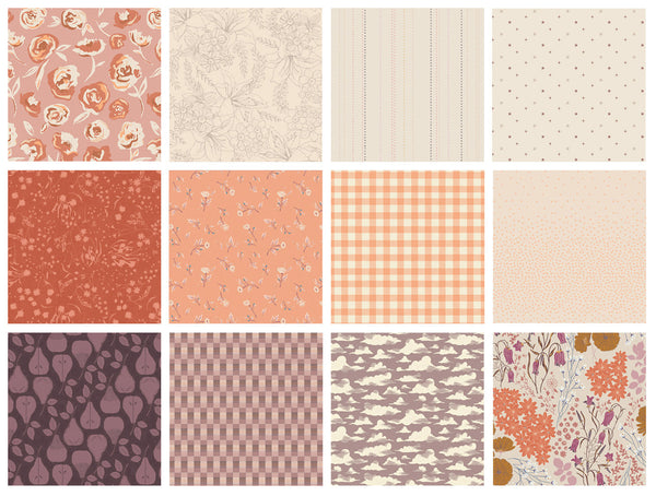 Change of Season Curated Bundle | Peach Beige Floral Quilt Fabric | Velvet Bookish | Soft Pastel Colors | Various Art Gallery Fabrics