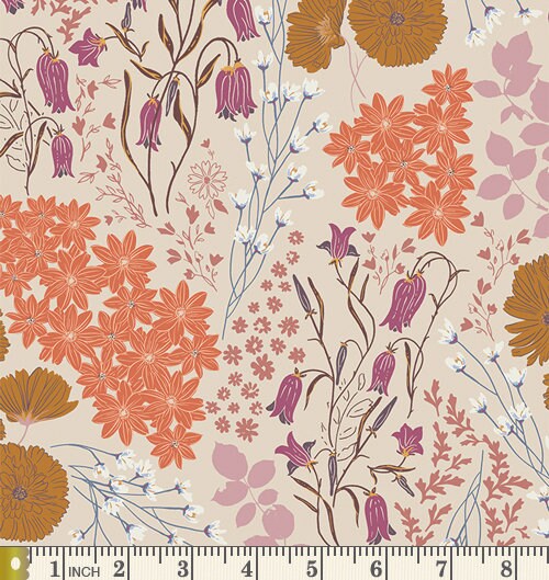 Change of Season Curated Bundle | Peach Beige Floral Quilt Fabric | Velvet Bookish | Soft Pastel Colors | Various Art Gallery Fabrics