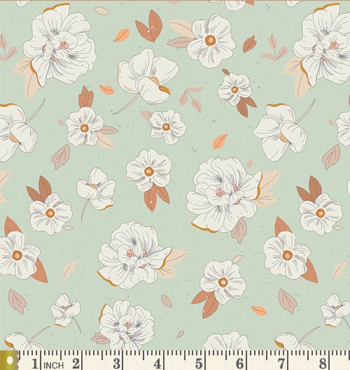 Mint Condition Curated Bundle | Pastel Colors | Tan Cream Mint Green Floral Quilt Fabrics | Various Art Gallery Fabrics and Designers