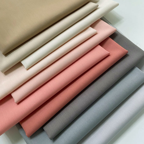Hushed Tones Curated Bundle | Pastel and Neutral Colors | Tan Coral Gray Solid Quilt Fabrics | Various Art Gallery Solid Fabrics