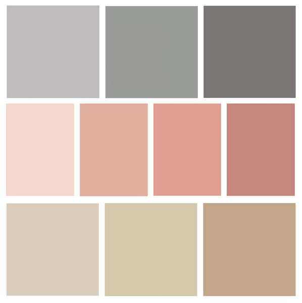 Hushed Tones Curated Bundle | Pastel and Neutral Colors | Tan Coral Gray Solid Quilt Fabrics | Various Art Gallery Solid Fabrics