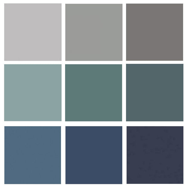 Easing Into It Curated Bundle | Cool Colors | Blue Green Gray Solid Quilt Fabrics | Various Art Gallery Solid Fabrics