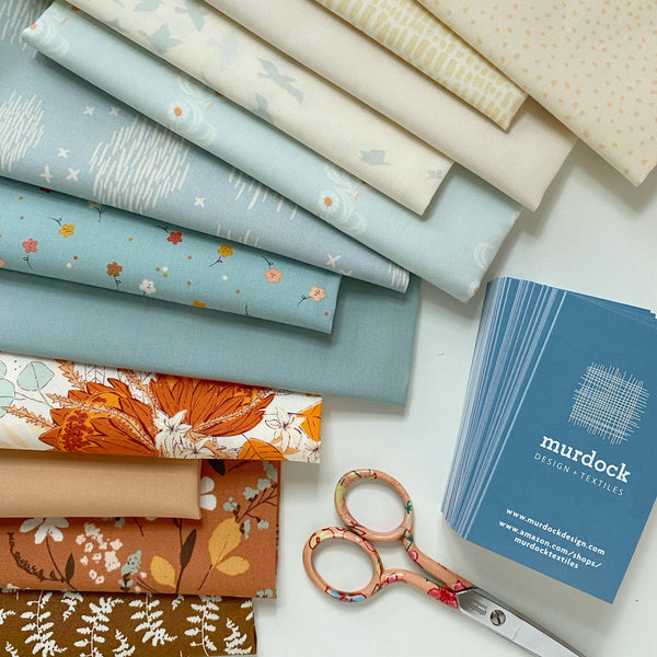 Summer's End Curated Bundle | Blue Brown Peach Floral Fabrics | Various Art Gallery Designers and Collections