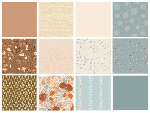 Summer's End Curated Bundle | Blue Brown Peach Floral Fabrics | Various Art Gallery Designers and Collections