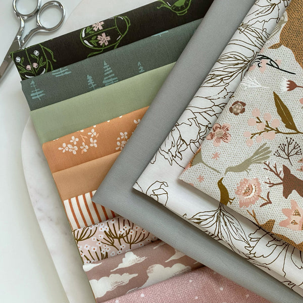 On the Range Curated Bundle | Green Gray Lilac Woodland Quilt Fabric | Various Art Gallery Designers and Collections