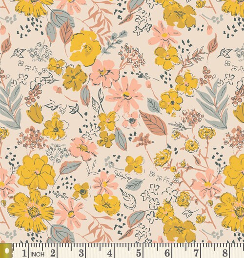 Wake Up Call Curated Bundle | Green Orange Gold Floral Quilt Fabric | Various Art Gallery Fabrics and Designers